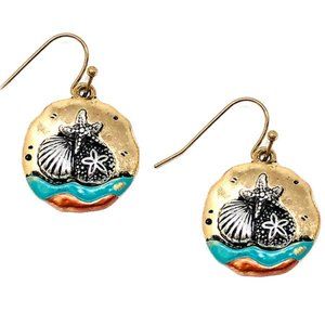 Beach Earrings in patina and burnish